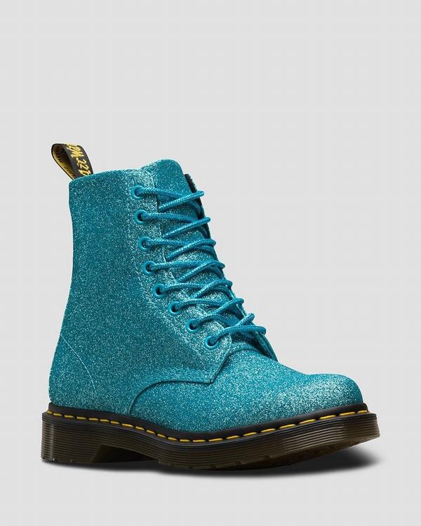 Dr Martens Dámské Kotníkové Boty 1460 Pascal Fine Glitter Tyrkysové, CZ-049362